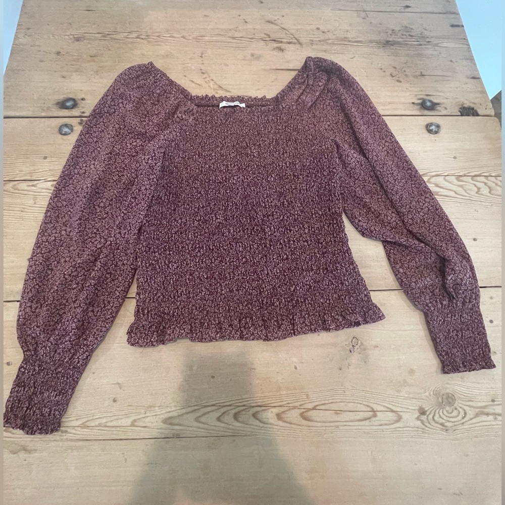 Madewell Smocked Plum Blouse